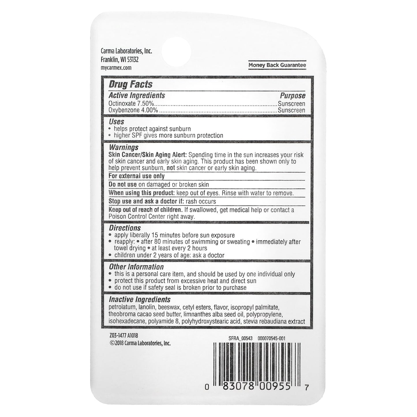 Carmex Lip Balm Cherry Spf15, 10 Gram