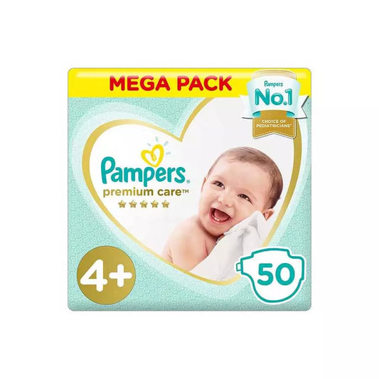 Pampers Premium Diapers Size (4+) 10-15 Kg 50 Diapers